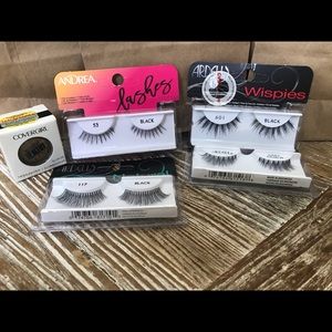 4 sets Eye lashes with covergirl highlighter